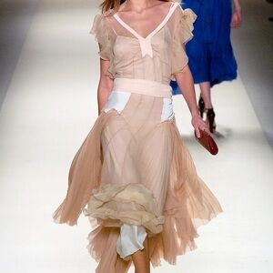 Elegant Beige Silk Chiffon Dress